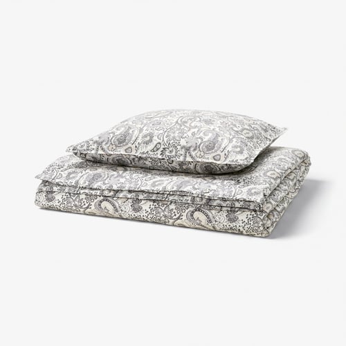 RODGERSIA Funda de plumón y funda almohada, gris/blanco, 150x200/50x60 cm
