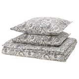 RODGERSIA Funda plumón con 2 fundas almohada, gris/blanco, 240x220/50x60 cm