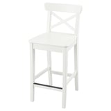 ROSENTORP Silla de bar con espaldar, blanco/blanco, 63 cm
