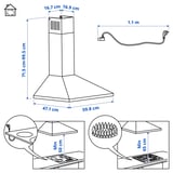 RYTMISK Campana extractora de pared, Acero inoxidable, 60 cm