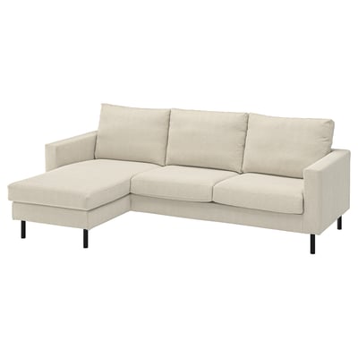 SALTSJÖBADEN Sofá 3 puestos con chaiselongue, Fridtuna beige claro