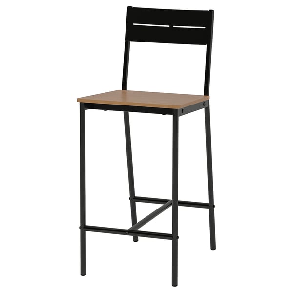 SANDSBERG Silla de bar, negro/tinturado café, 63 cm