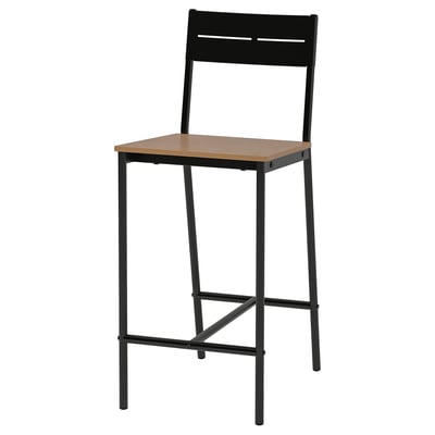 SANDSBERG Silla de bar, negro/tinturado café, 63 cm