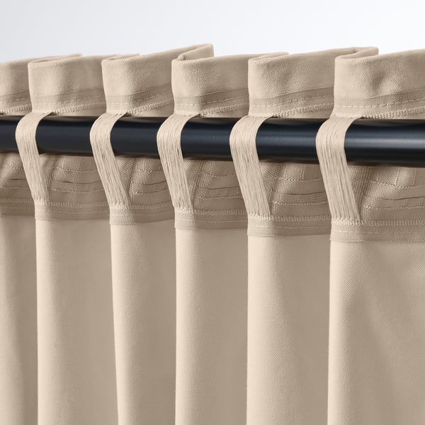 SANELA Cortinas, 1 par, beige claro/con cinta de fruncir, 140x250 cm