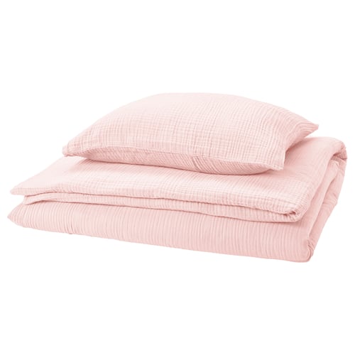 SCHERSMIN Funda de plumón y funda almohada, rosado claro, 150x200/50x60 cm