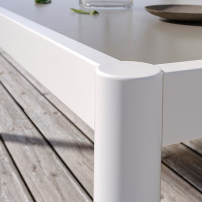 SEGERÖN Mesa de centro de exterior, blanco/beige, 73x73 cm