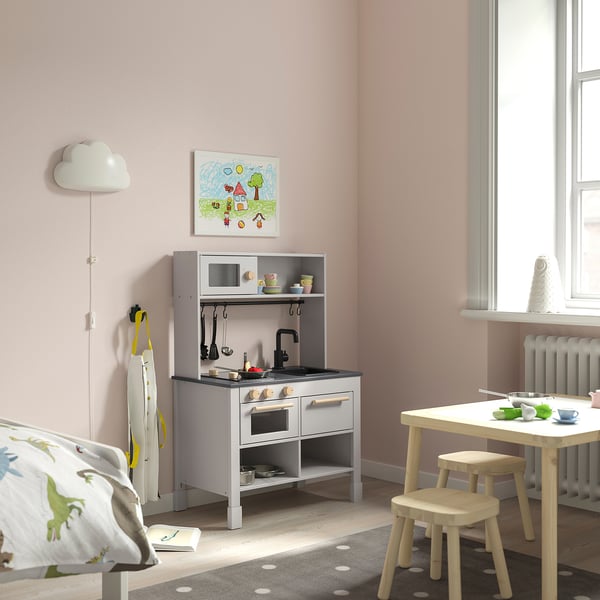 SILLTRUT Cocina infantil, gris, 68x40x100 cm
