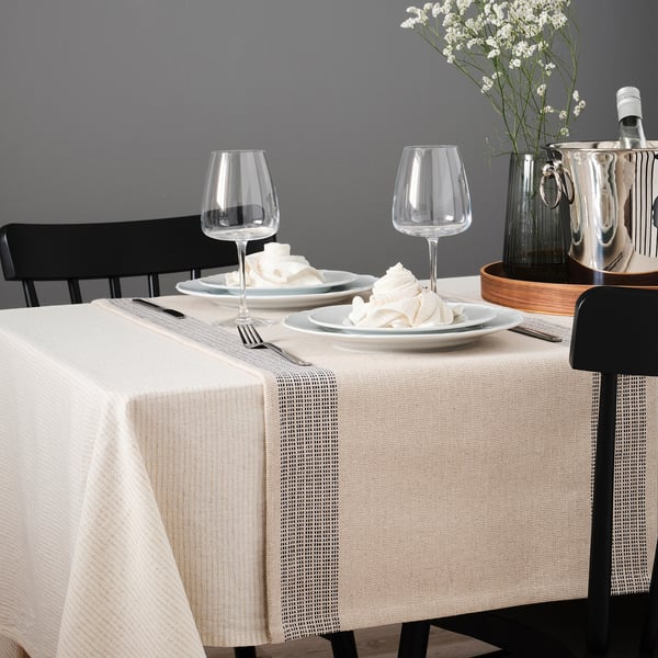 SILVERARV Camino de mesa, azul/beige, 45x150 cm