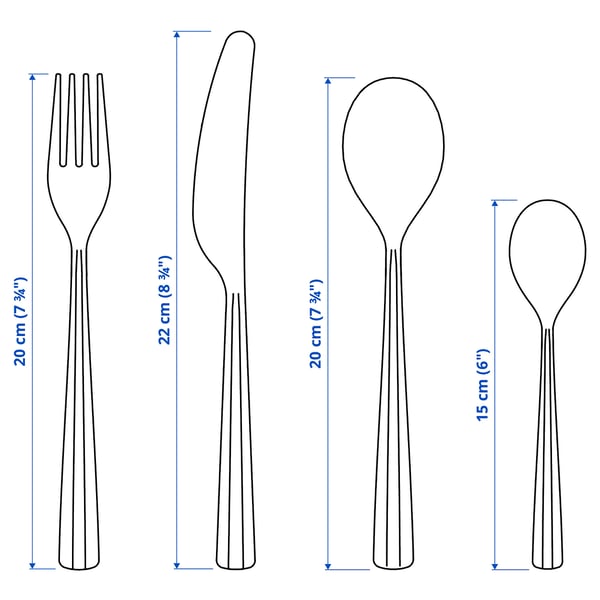SJUGÄLSHAJ Set cubiertos, 24 piezas, Acero inoxidable