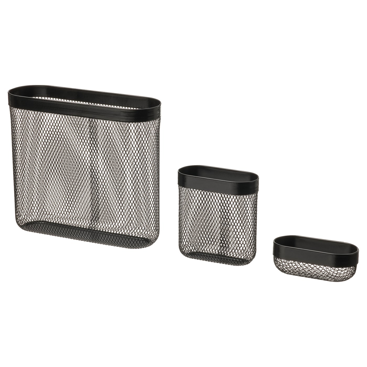 SKÅDIS Cestas, set de 3, negro