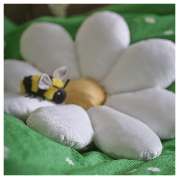 SKOGSDUVA Cojín, forma de flor/blanco, 47x8 cm