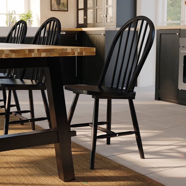 SKOGSTA / SKOGSTA Mesa y 6 sillas, Acacia/negro, 235 cm