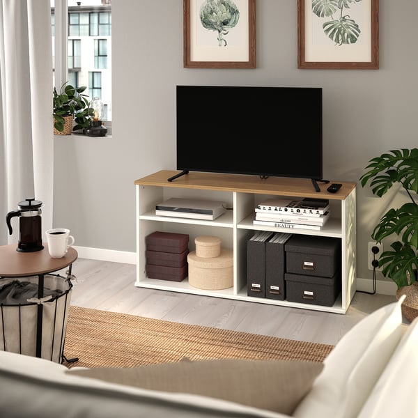 SKRUVBY Mueble TV, blanco, 118x38x60 cm