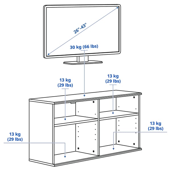 SKRUVBY Mueble TV, blanco, 118x38x60 cm