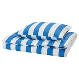 SLÅNHÖSTMAL Funda de plumón y funda almohada, azul con blanco/Rayas, 150x200/50x60 cm