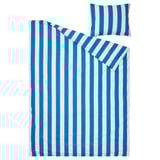 SLÅNHÖSTMAL Funda de plumón y funda almohada, azul con blanco/Rayas, 150x200/50x60 cm