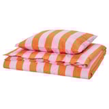 SLÅNHÖSTMAL Funda de plumón y funda almohada, naranja con rosado/Rayas, 150x200/50x60 cm