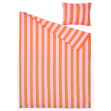 SLÅNHÖSTMAL Funda de plumón y funda almohada, naranja con rosado/Rayas, 150x200/50x60 cm