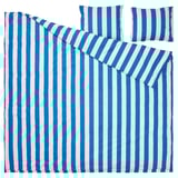 SLÅNHÖSTMAL Funda plumón con 2 fundas almohada, azul con blanco/Rayas, 240x220/50x60 cm