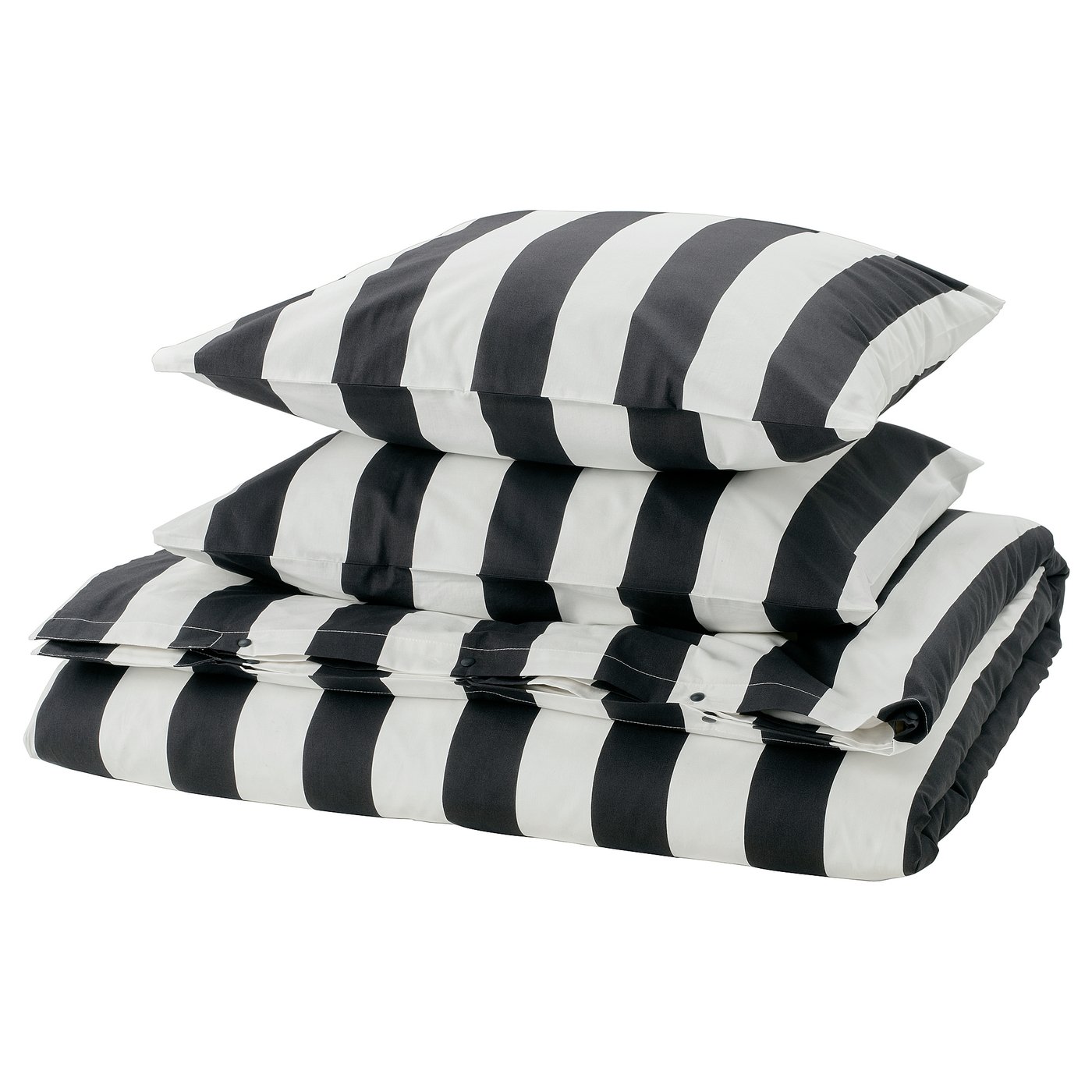 SLÅNHÖSTMAL Funda plumón con 2 fundas almohada, negro con blanco/Rayas, 240x220/50x60 cm