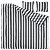 SLÅNHÖSTMAL Funda plumón con 2 fundas almohada, negro con blanco/Rayas, 240x220/50x60 cm