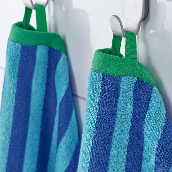 SLÅNHÖSTMAL Toalla de baño, azul/azul claro Rayas, 70x140 cm