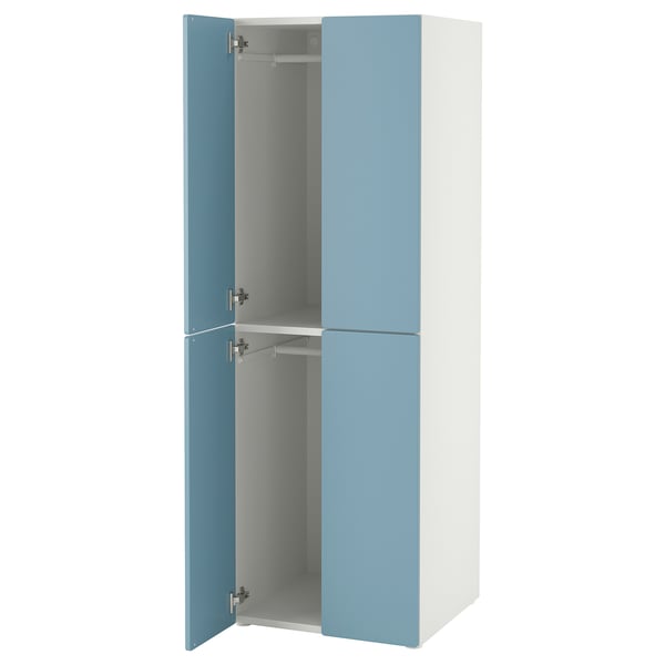 SMÅSTAD / PLATSA Clóset, blanco azul/con 2 barras de armario, 60x57x181 cm