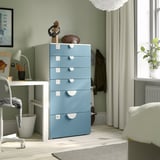 SMÅSTAD / PLATSA Cómoda de 6 cajones, blanco/azul, 60x57x123 cm