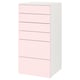 Opción: SMÅSTAD / PLATSA Cómoda de 6 cajones, blanco/rosado claro, 60x57x123 cm