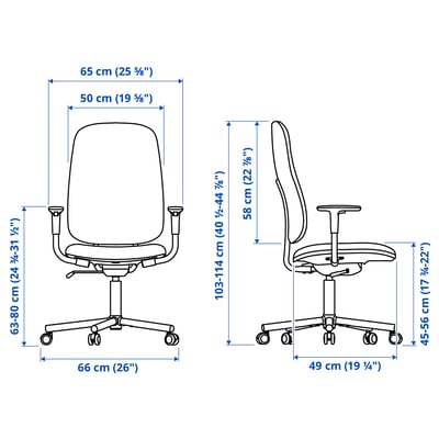 SMÖRKULL Silla de escritorio con apoyabrazos, Gräsnäs rojo