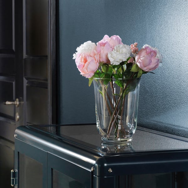 SMYCKA Flor artificial, Clavel/blanco, 30 cm