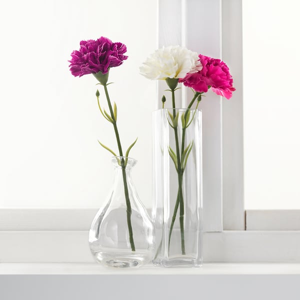 SMYCKA Flor artificial, Clavel/blanco, 30 cm
