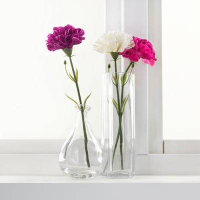 SMYCKA Flor artificial, Clavel/blanco, 30 cm