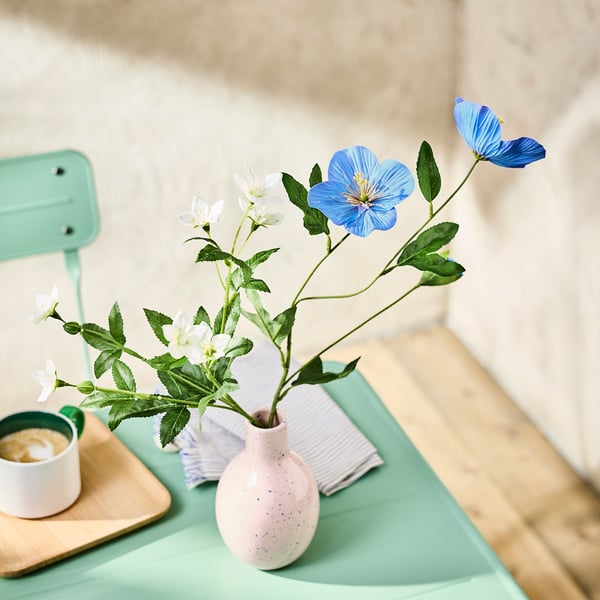 SMYCKA Flor artificial, Interior / exterior Amapola/azul, 57 cm