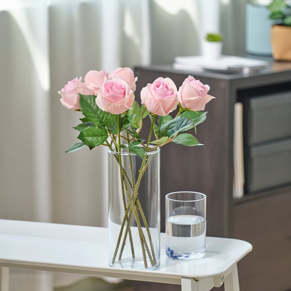 SMYCKA Flor artificial, Interior / exterior/Rosa rosado, 40 cm