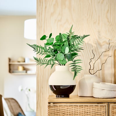 SMYCKA Ramo artificial, Interior / exterior Eucalipto/verde, 40 cm