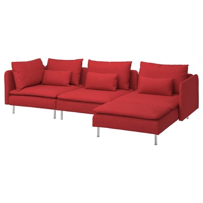 SÖDERHAMN Sofá 4 puestos, Con chaiselongue/Tonerud rojo
