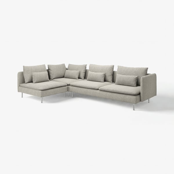SÖDERHAMN Sofá esquinero de 4 puestos, con extremo abierto/Viarp beige con café