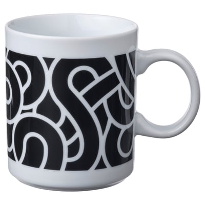 SÖTRÖNN Pocillo / mug, con diseños blanco/negro, 32 cl
