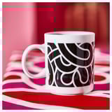 SÖTRÖNN Pocillo / mug, con diseños blanco/negro, 32 cl