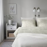 SORGMANTEL Funda plumón con 2 fundas almohada, blanco con verde, 240x220/50x60 cm