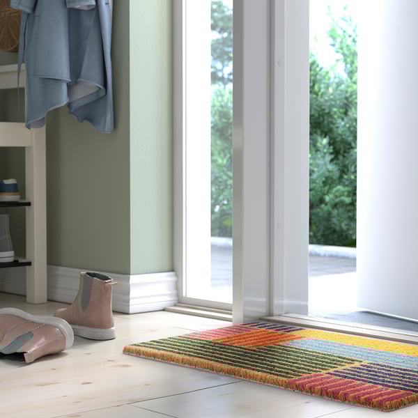 SPÅRDJUP Tapete de entrada interior, multicolor/Raya, 40x60 cm