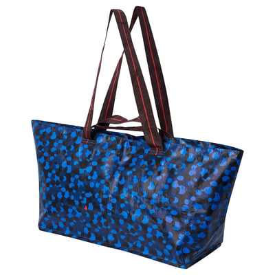 SPJUTSÖ Bolsa para compras, azul con diseños, 18x45x28 cm/22 l