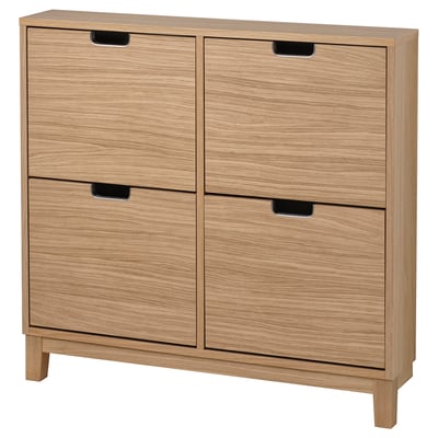 STÄLL Mueble zapatos 4 compartimientos, Chapa de roble, 96x17x90 cm
