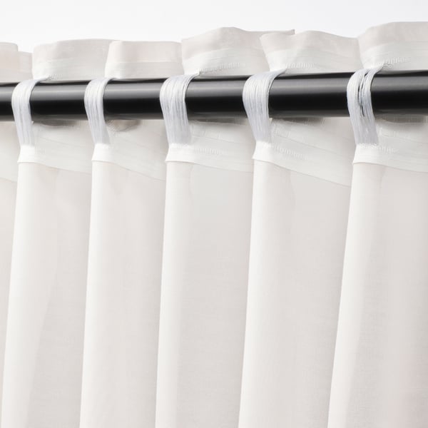 STENFRÖ Velo, 1 par, blanco/con cinta de fruncir, 145x250 cm