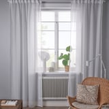 STENFRÖ Velo, 1 par, blanco/con cinta de fruncir, 145x250 cm