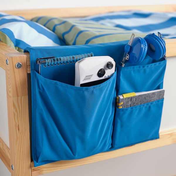 STICKAT Organizador con bolsillos para cama, azul, 39x30 cm