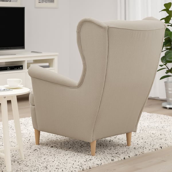 STRANDMON Poltrona con espaldar alto, Kelinge beige