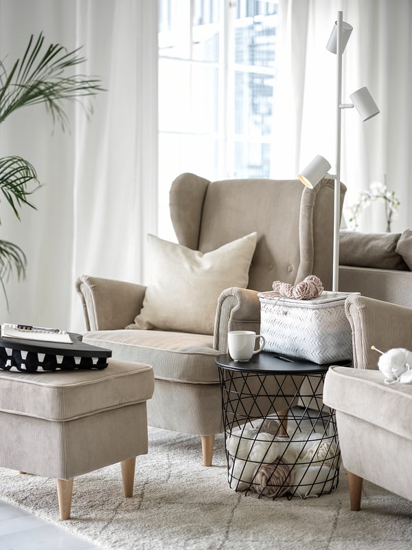 STRANDMON Poltrona con espaldar alto, Kelinge beige