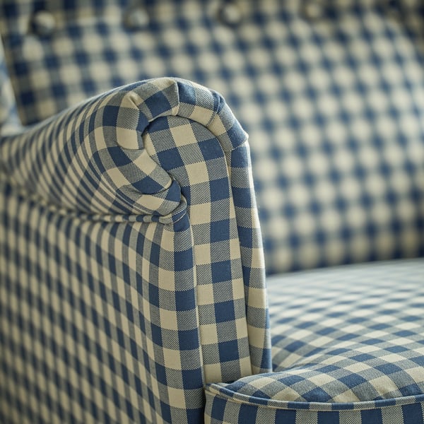 STRANDMON Poltrona con espaldar alto, Sulviken azul con beige